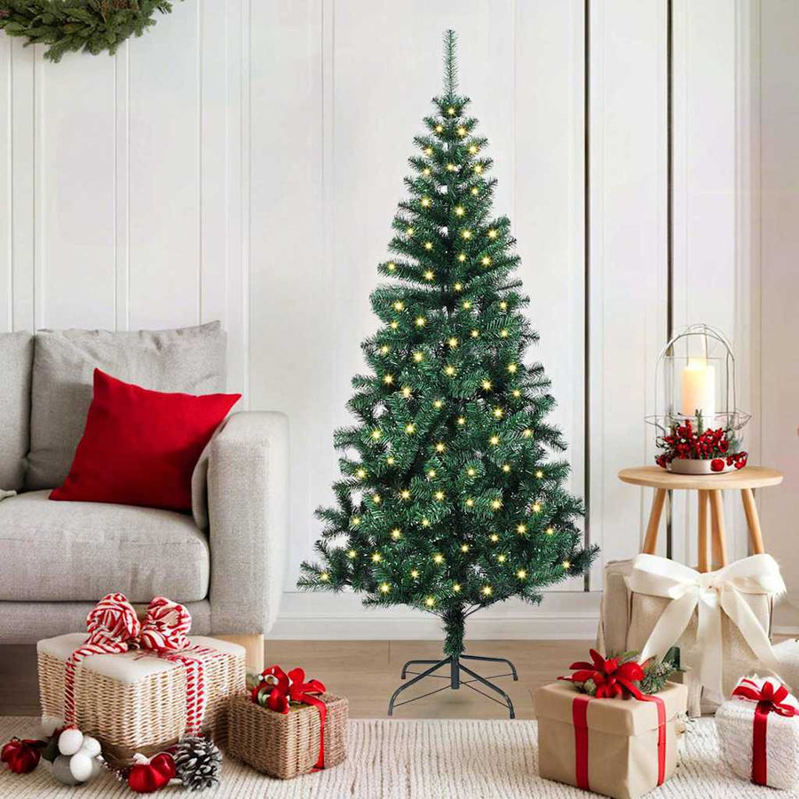 Kunstmatig Voorverlicht Kerstboom Groen 150 cm PVC en Metaal