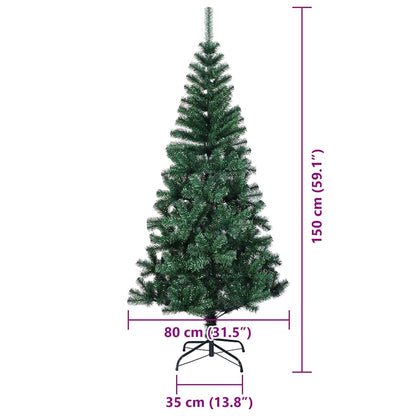 Kunstmatig Voorverlicht Kerstboom Groen 150 cm PVC en Metaal