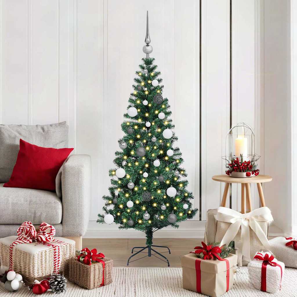 Kunstmatig Voorverlicht Kerstboom Groen 150 cm PVC en Metaal