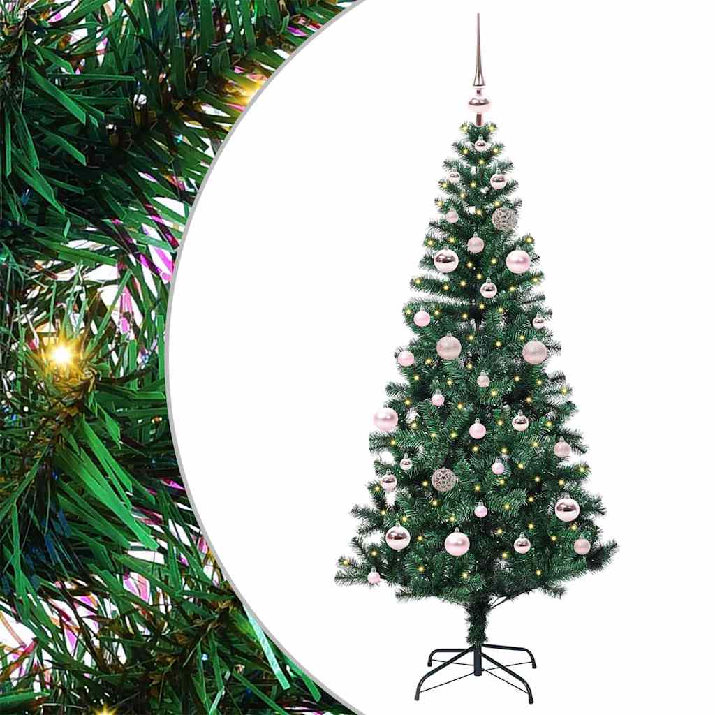 Kunstmatig Voorverlicht Kerstboom Groen 150 cm PVC en Metaal