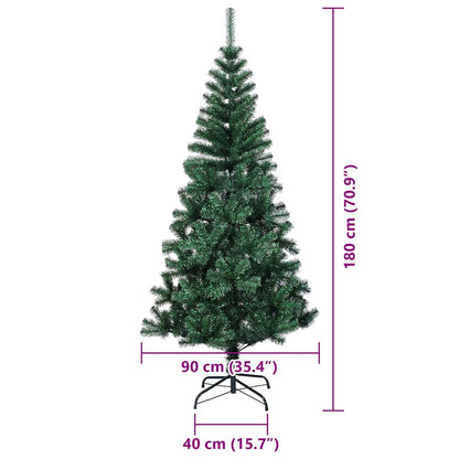 Kunstmatig Voorverlicht Kerstboom Groen 180 cm PVC en Metaal