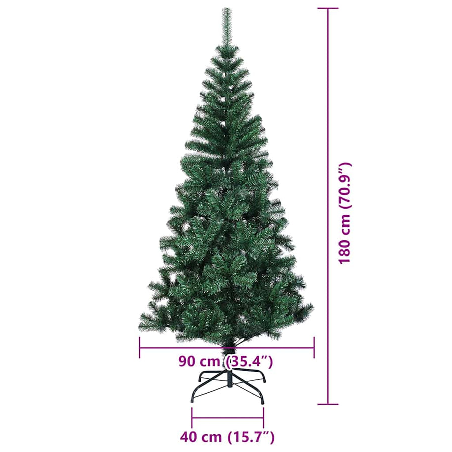 Kunstmatig Voorverlicht Kerstboom Groen 180 cm PVC en Metaal