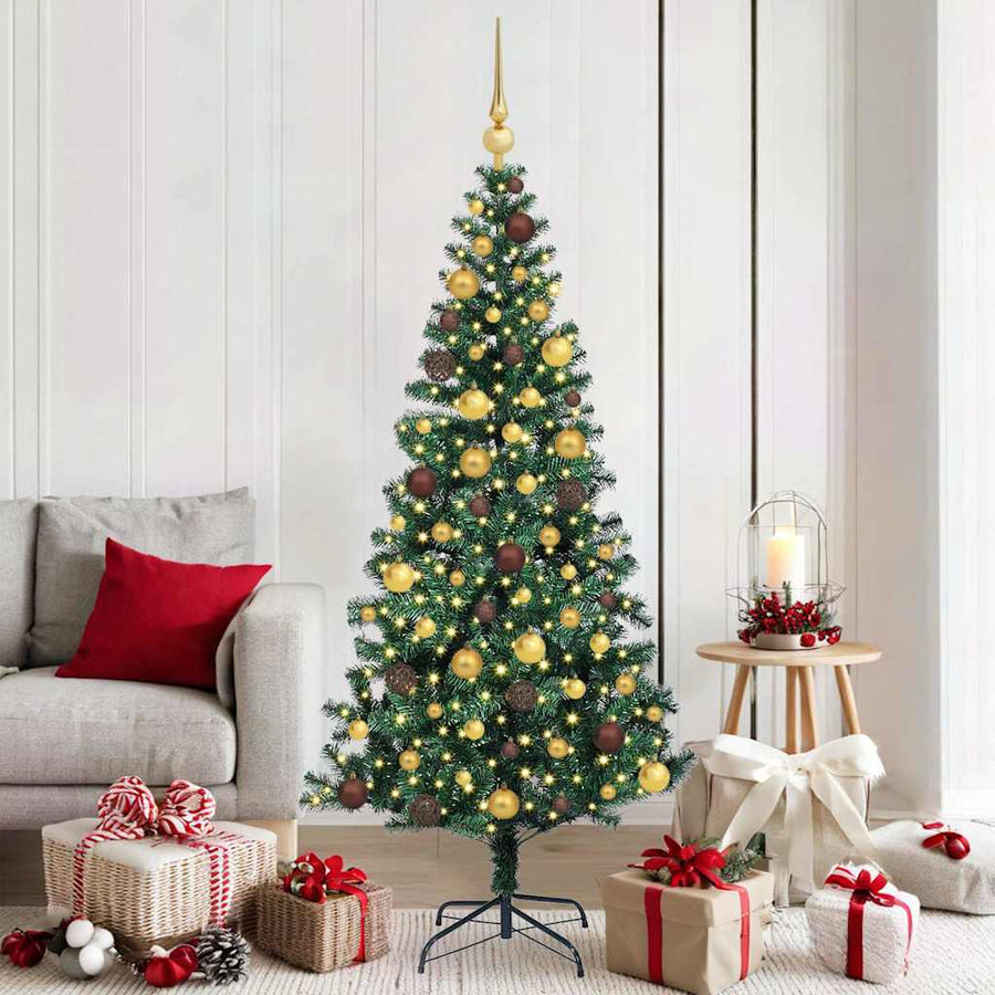Kunstmatig Voorverlicht Kerstboom Groen 180 cm PVC en Metaal