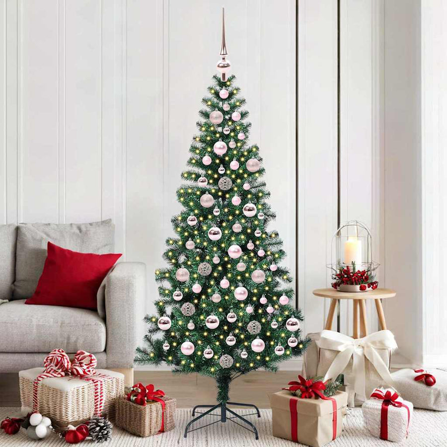 Kunstmatig Voorverlicht Kerstboom Groen 180 cm PVC en Metaal