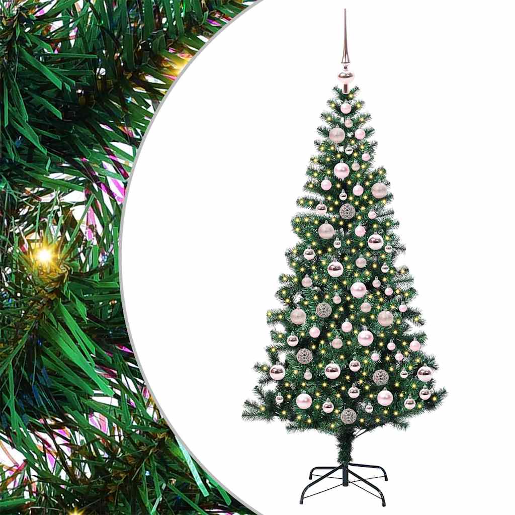 Kunstmatig Voorverlicht Kerstboom Groen 180 cm PVC en Metaal