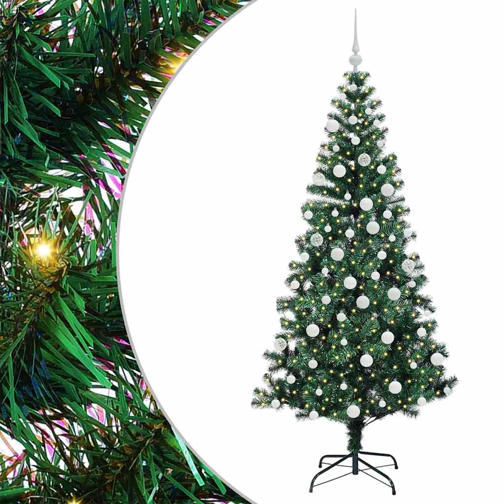 Kunstmatig Voorverlicht Kerstboom Groen 180 cm PVC en Metaal