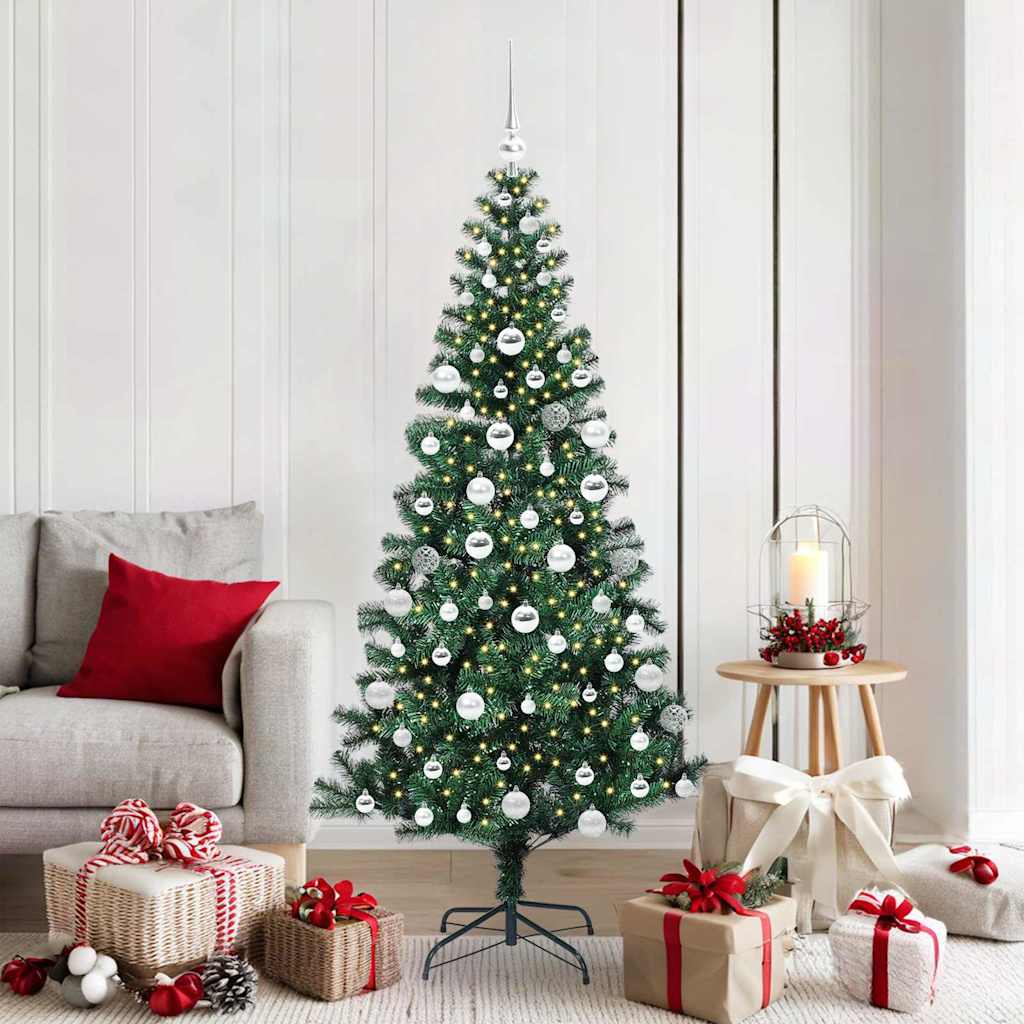 Kunstmatig Voorverlicht Kerstboom Groen 180 cm PVC en Metaal