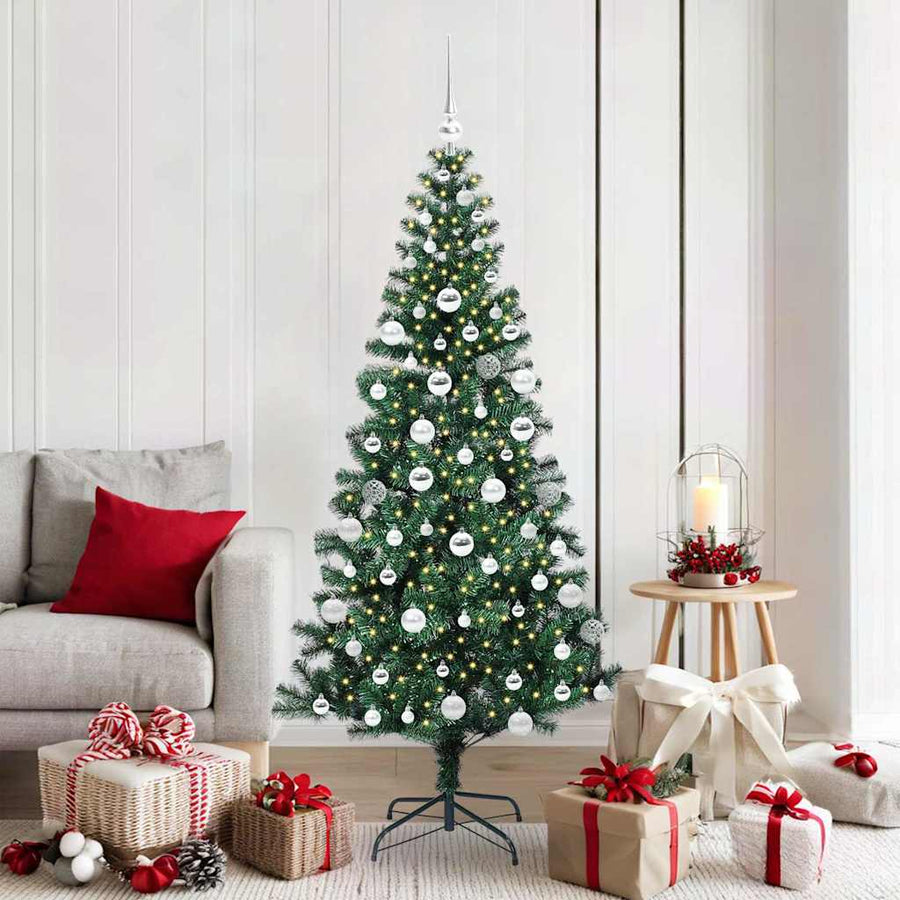 Kunstmatig Voorverlicht Kerstboom Groen 180 cm PVC en Metaal