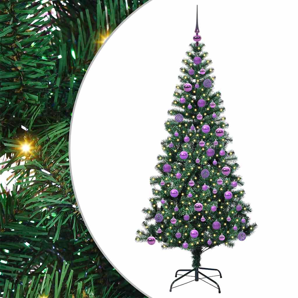 Kunstmatig Voorverlicht Kerstboom Groen 180 cm PVC en Metaal