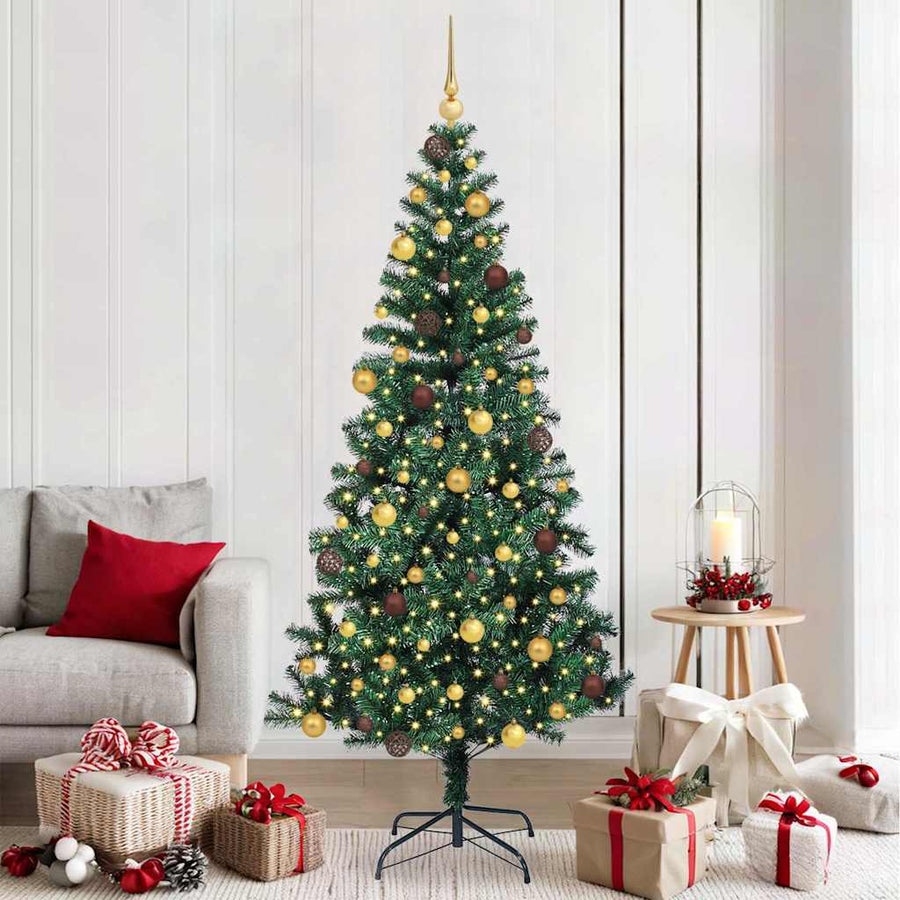 Kunstmatig Voorverlicht Kerstboom Groen 210 cm PVC en Metaal