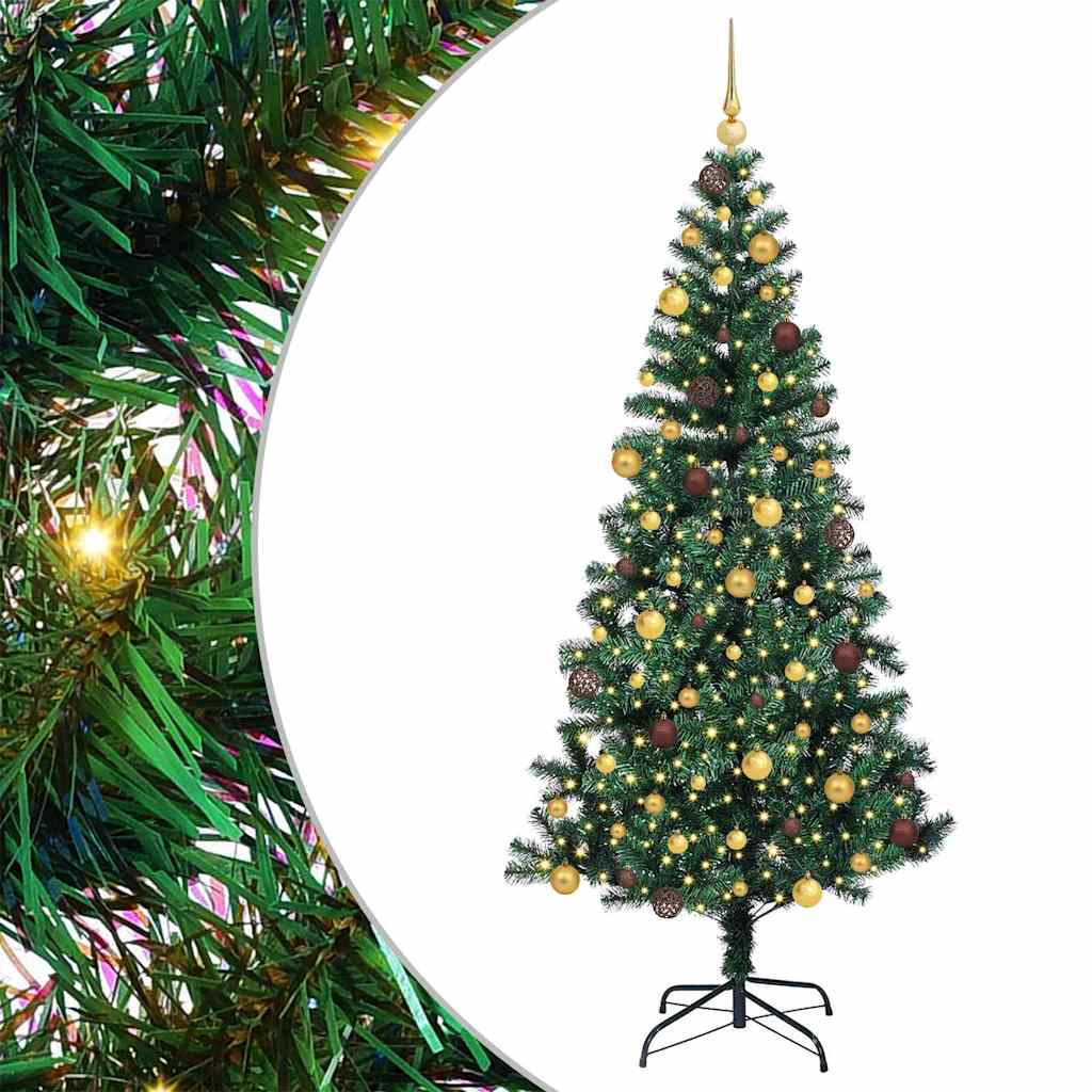 Kunstmatig Voorverlicht Kerstboom Groen 210 cm PVC en Metaal