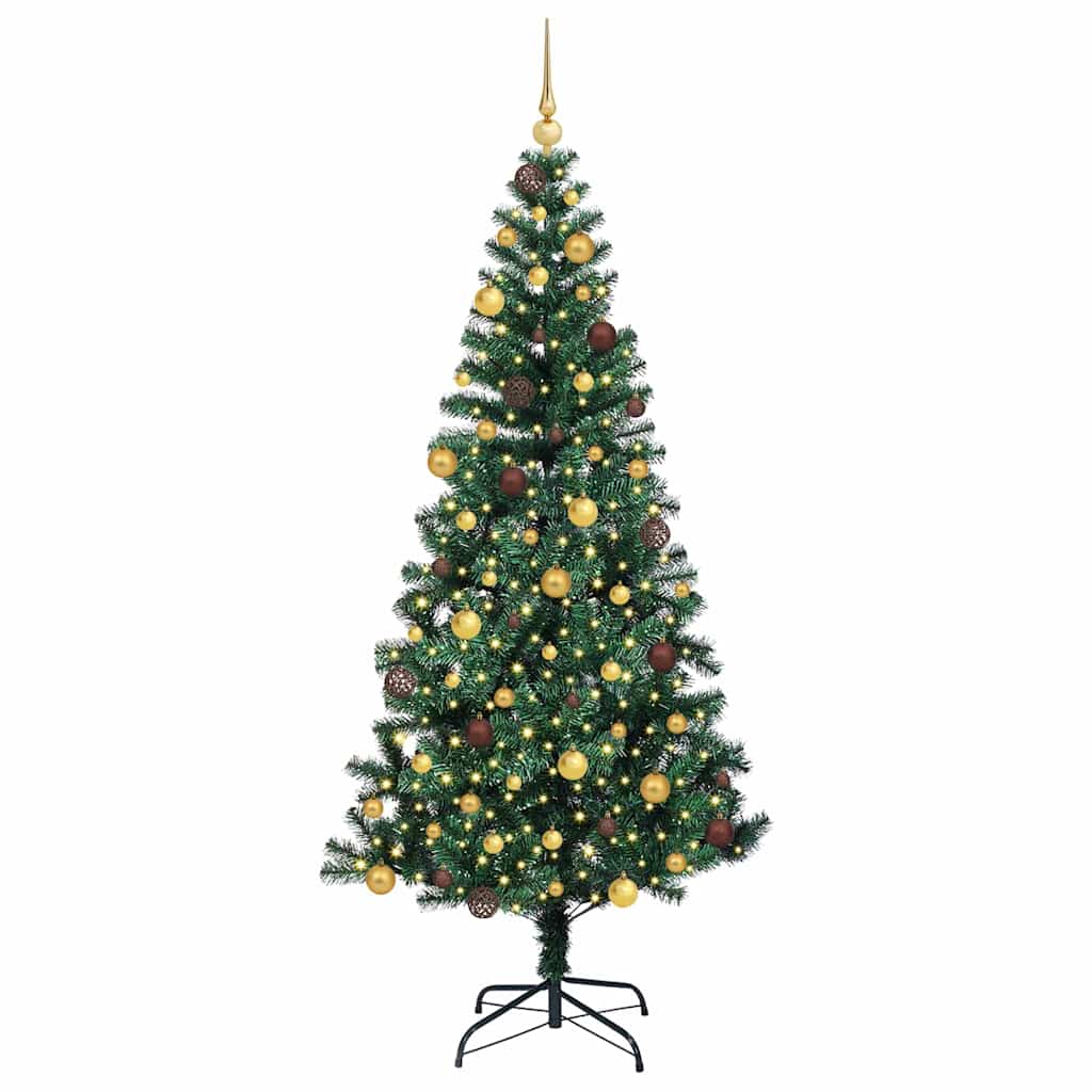 Kunstmatig Voorverlicht Kerstboom Groen 210 cm PVC en Metaal