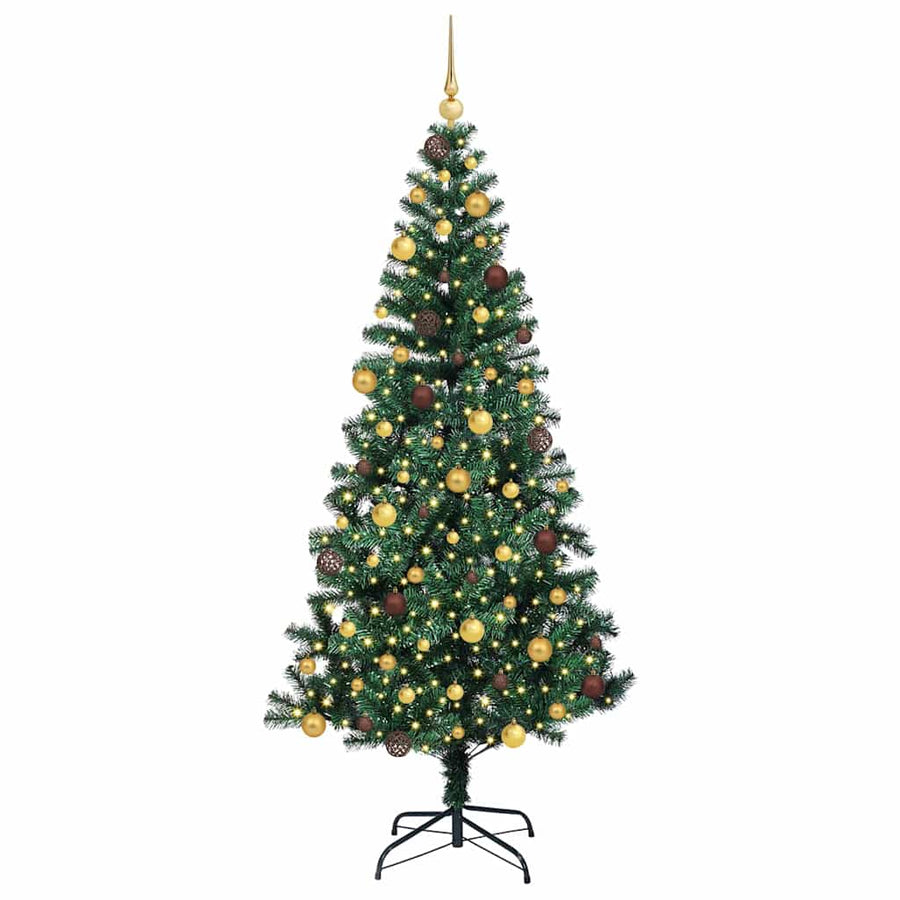 Kunstmatig Voorverlicht Kerstboom Groen 210 cm PVC en Metaal