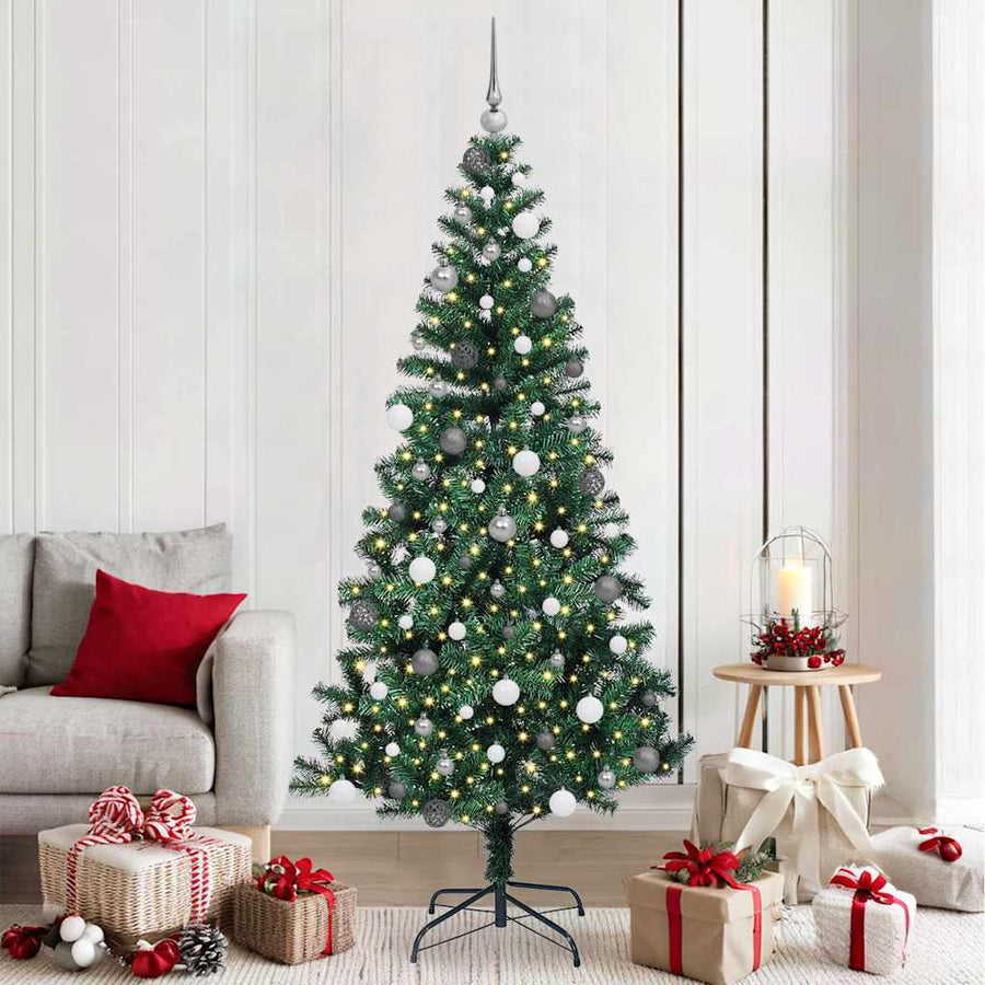 Kunstkerstboom met decoratieve touwlichten Groen 210cm PVC