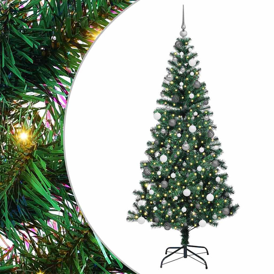 Kunstkerstboom met decoratieve touwlichten Groen 210cm PVC