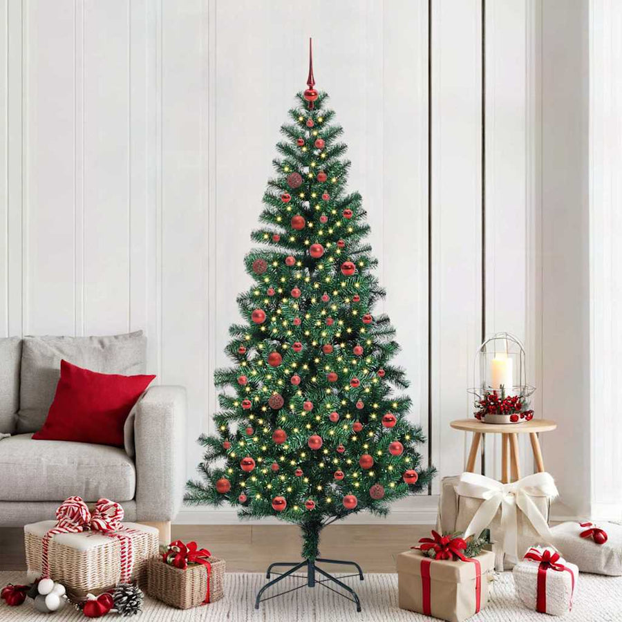 Kunstmatig Voorverlicht Kerstboom Groen 210 cm PVC en Metaal