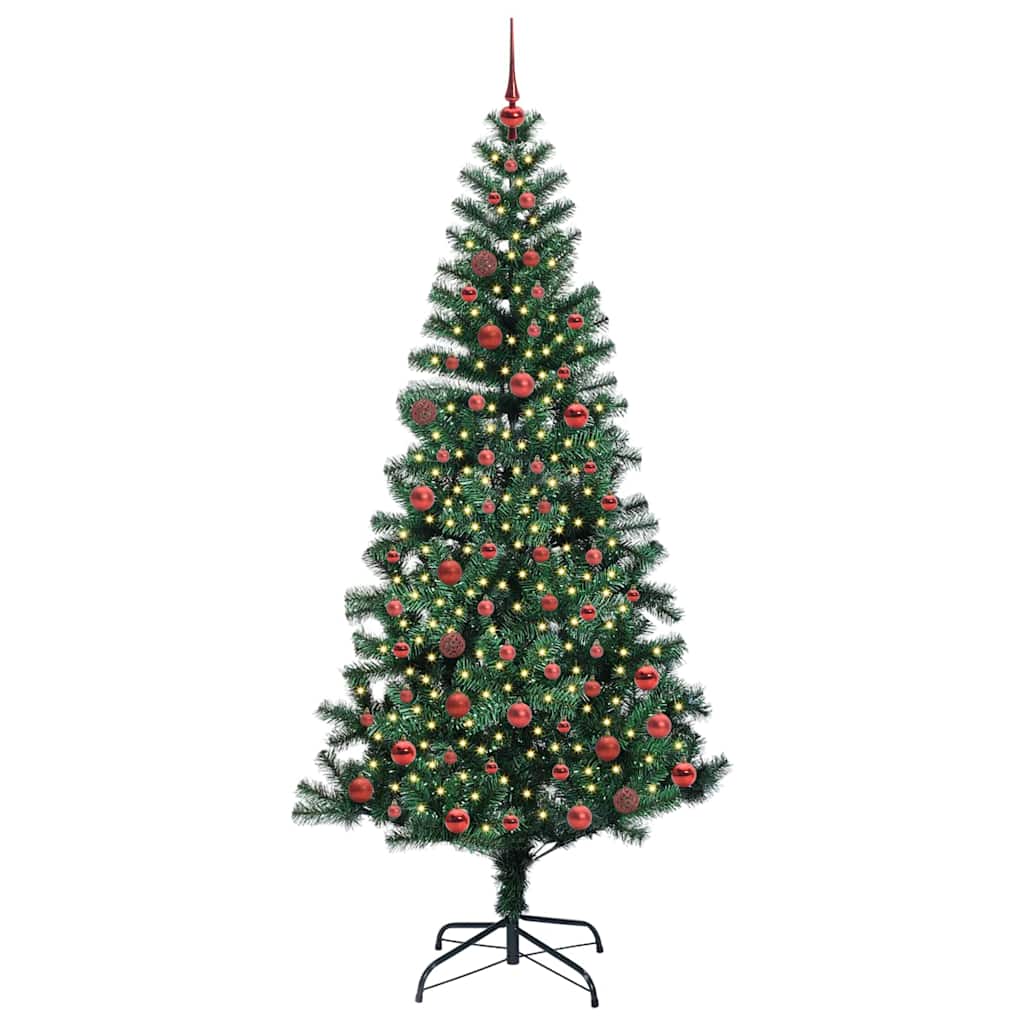 Kunstmatig Voorverlicht Kerstboom Groen 210 cm PVC en Metaal