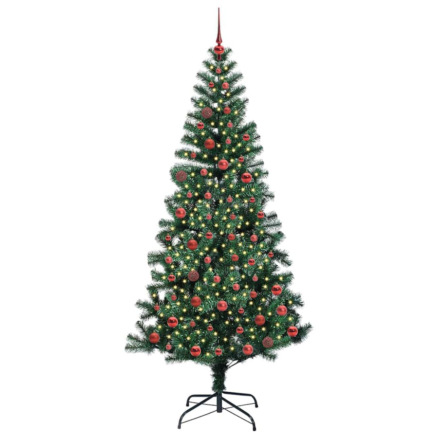 Kunstmatig Voorverlicht Kerstboom Groen 210 cm PVC en Metaal