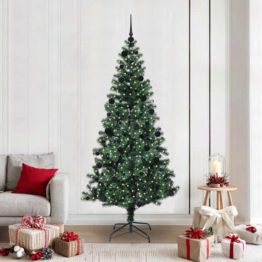 Kunstmatig Voorverlicht Kerstboom Groen 210 cm PVC en Metaal