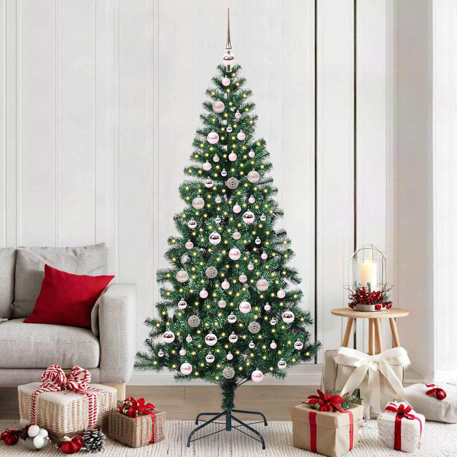 Kunstmatig Voorverlicht Kerstboom Groen 210 cm PVC en Metaal
