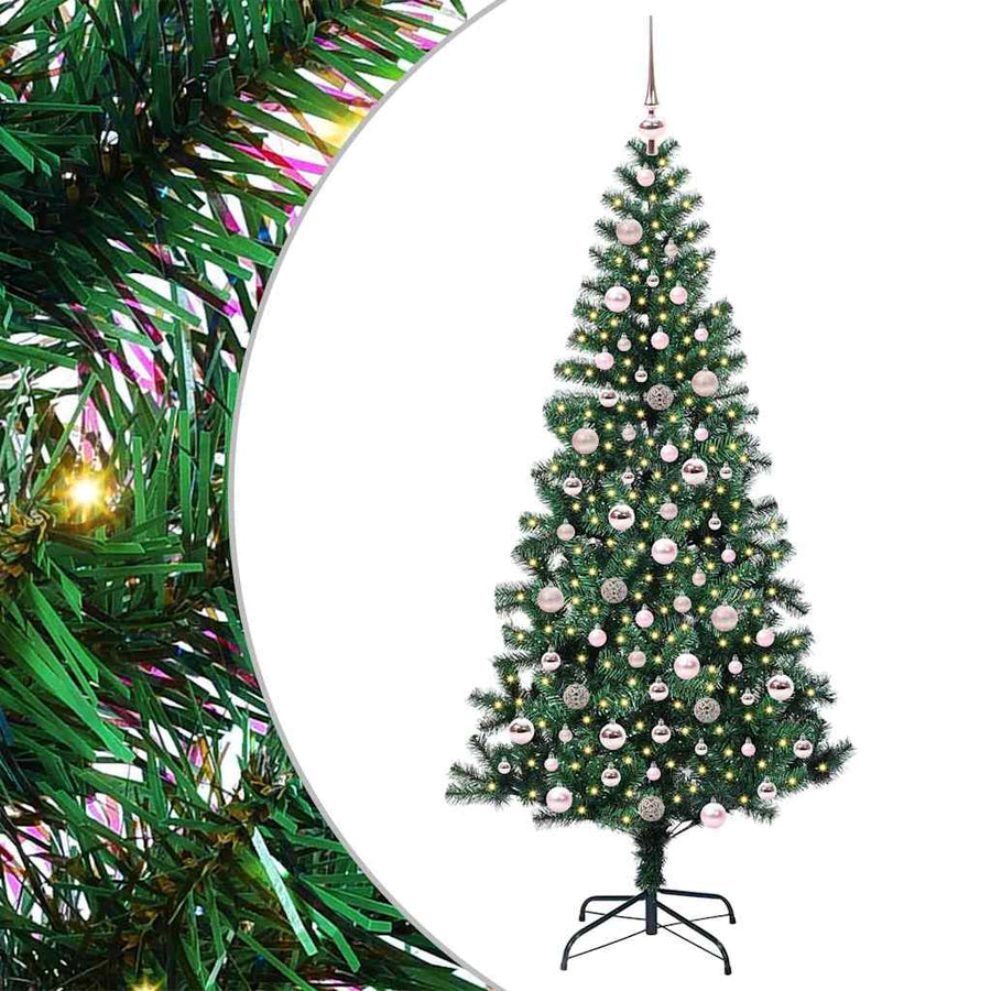 Kunstmatig Voorverlicht Kerstboom Groen 210 cm PVC en Metaal