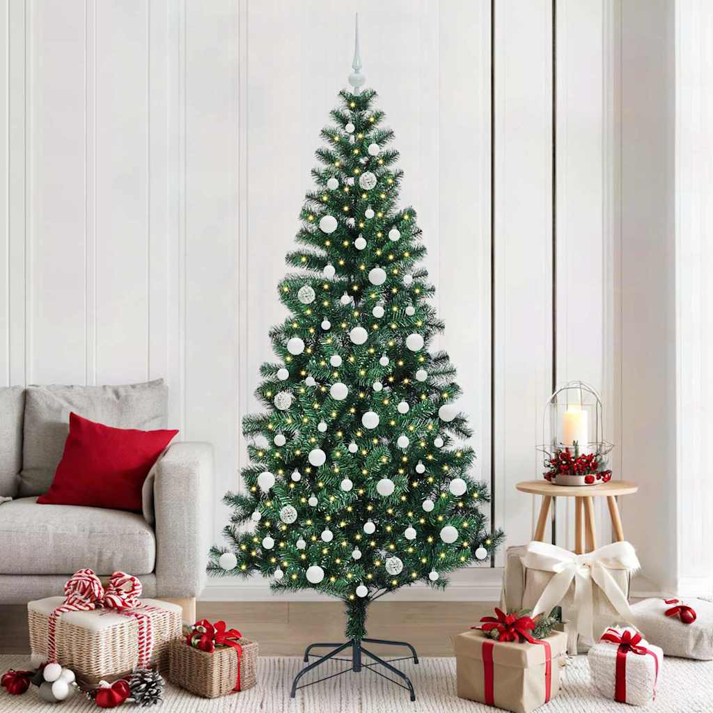 Kunstmatig Voorverlicht Kerstboom Groen 210 cm PVC en Metaal