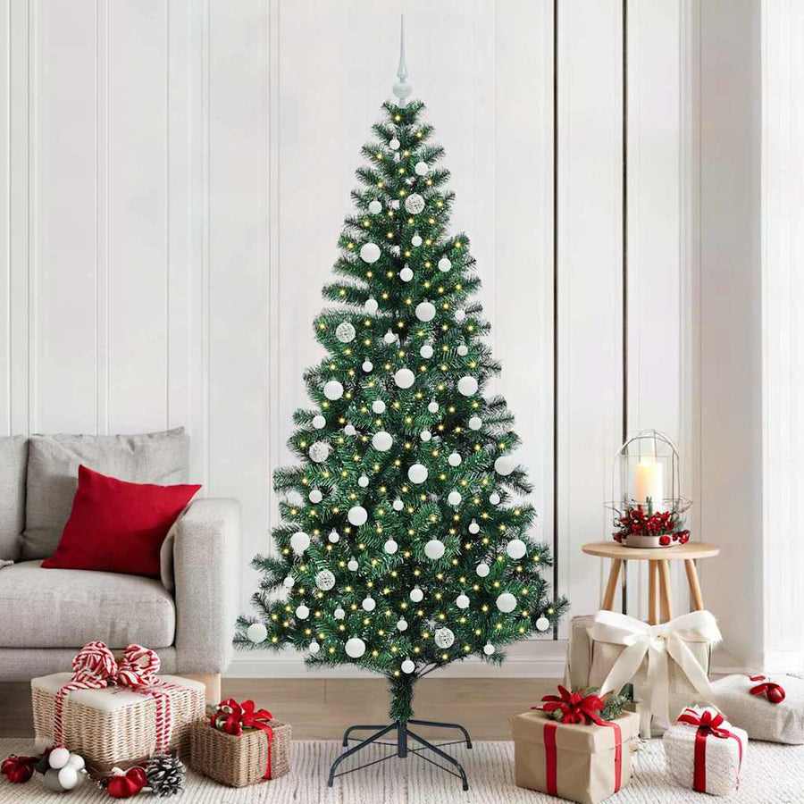 Kunstmatig Voorverlicht Kerstboom Groen 210 cm PVC en Metaal