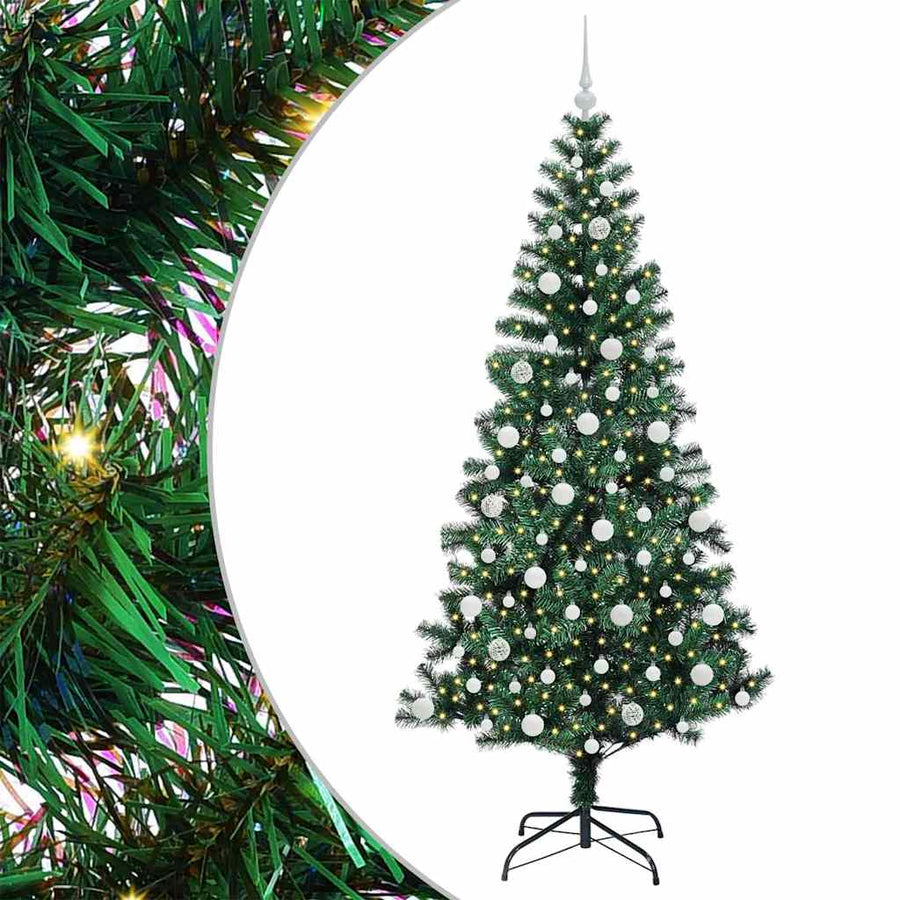 Kunstmatig Voorverlicht Kerstboom Groen 210 cm PVC en Metaal