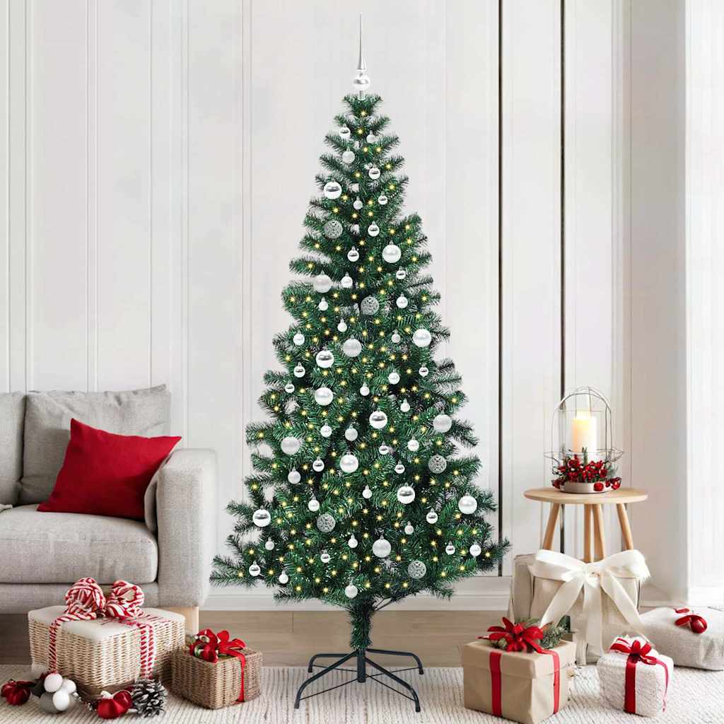 Kunstmatig Voorverlicht Kerstboom Groen 210 cm PVC en Metaal