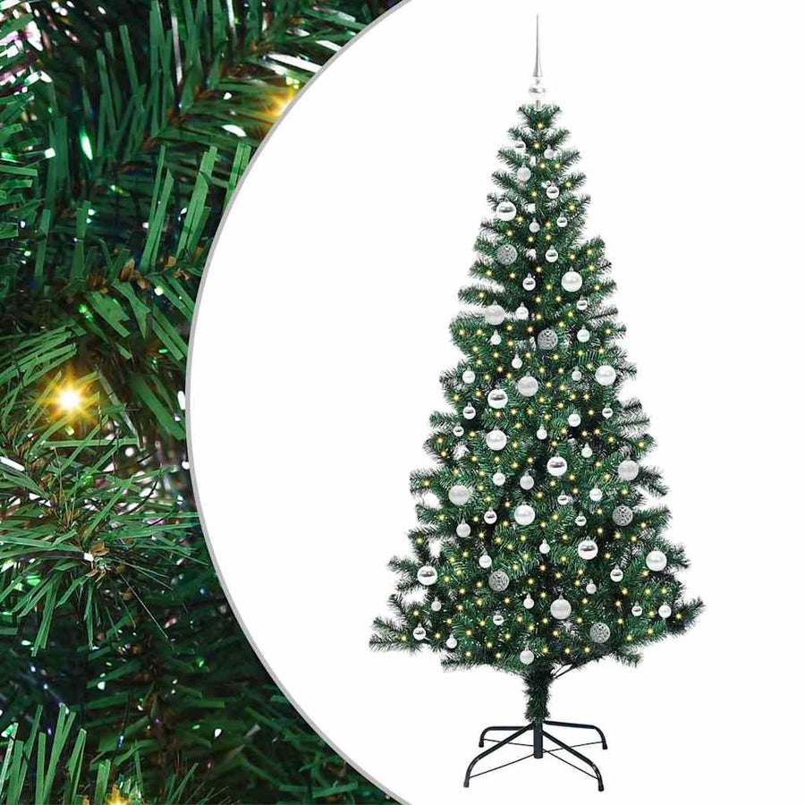 Kunstmatig Voorverlicht Kerstboom Groen 210 cm PVC en Metaal