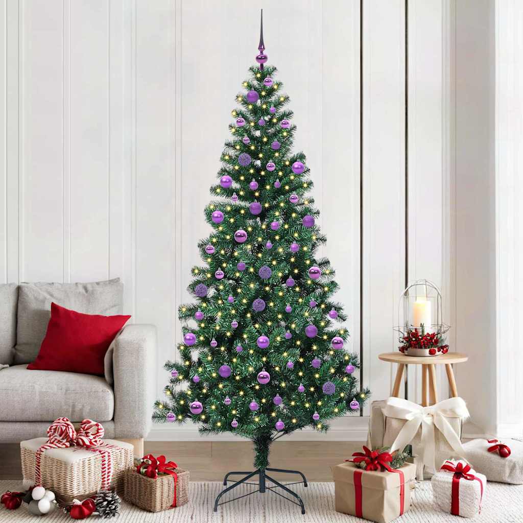 Kunstmatig Voorverlicht Kerstboom Groen 210 cm PVC en Metaal