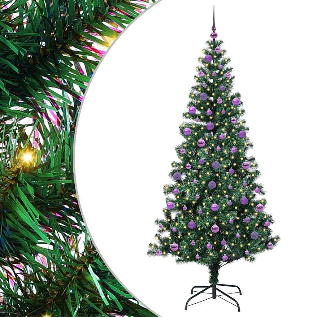 Kunstmatig Voorverlicht Kerstboom Groen 210 cm PVC en Metaal