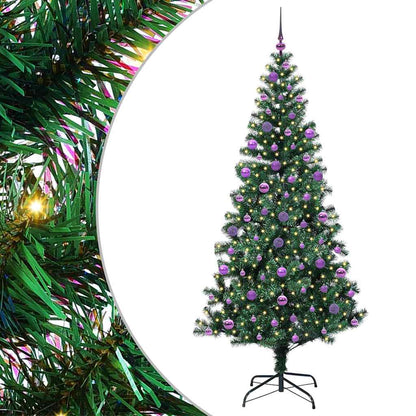 Kunstmatig Voorverlicht Kerstboom Groen 210 cm PVC en Metaal