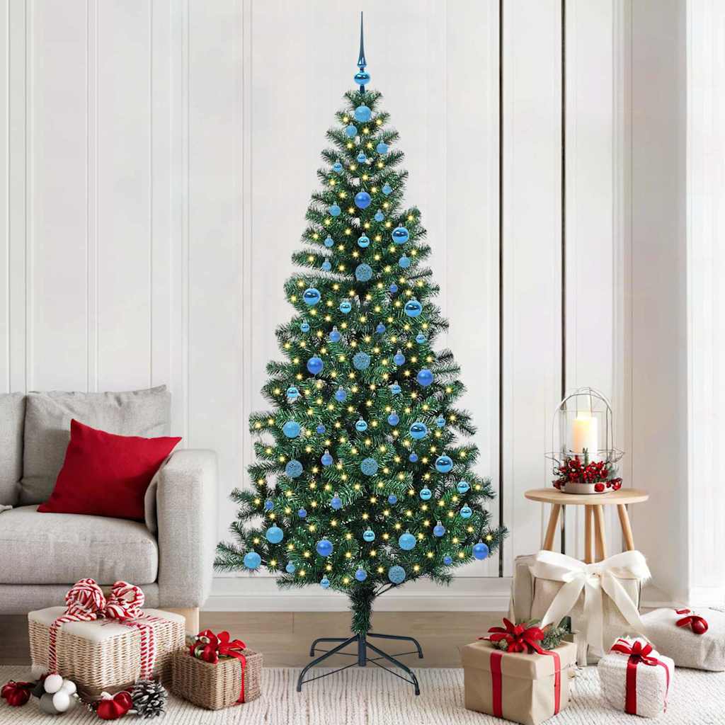 Kunstmatig Voorverlicht Kerstboom Groen 210 cm PVC en Metaal