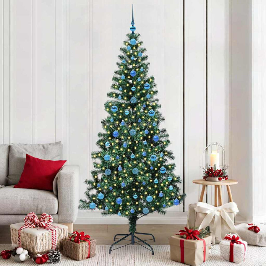 Kunstmatig Voorverlicht Kerstboom Groen 210 cm PVC en Metaal