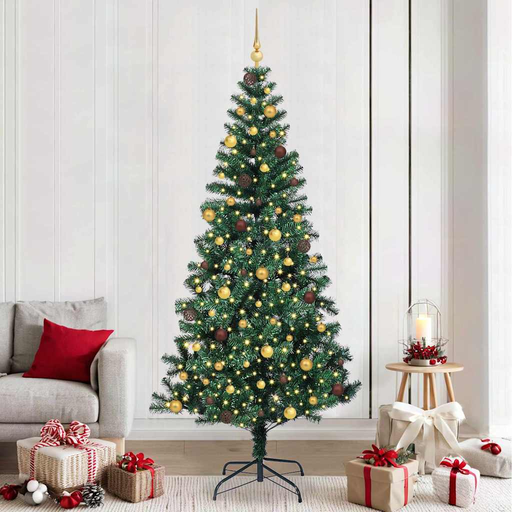 Kunstmatig Voorverlicht Kerstboom Groen 240 cm PVC en Metaal