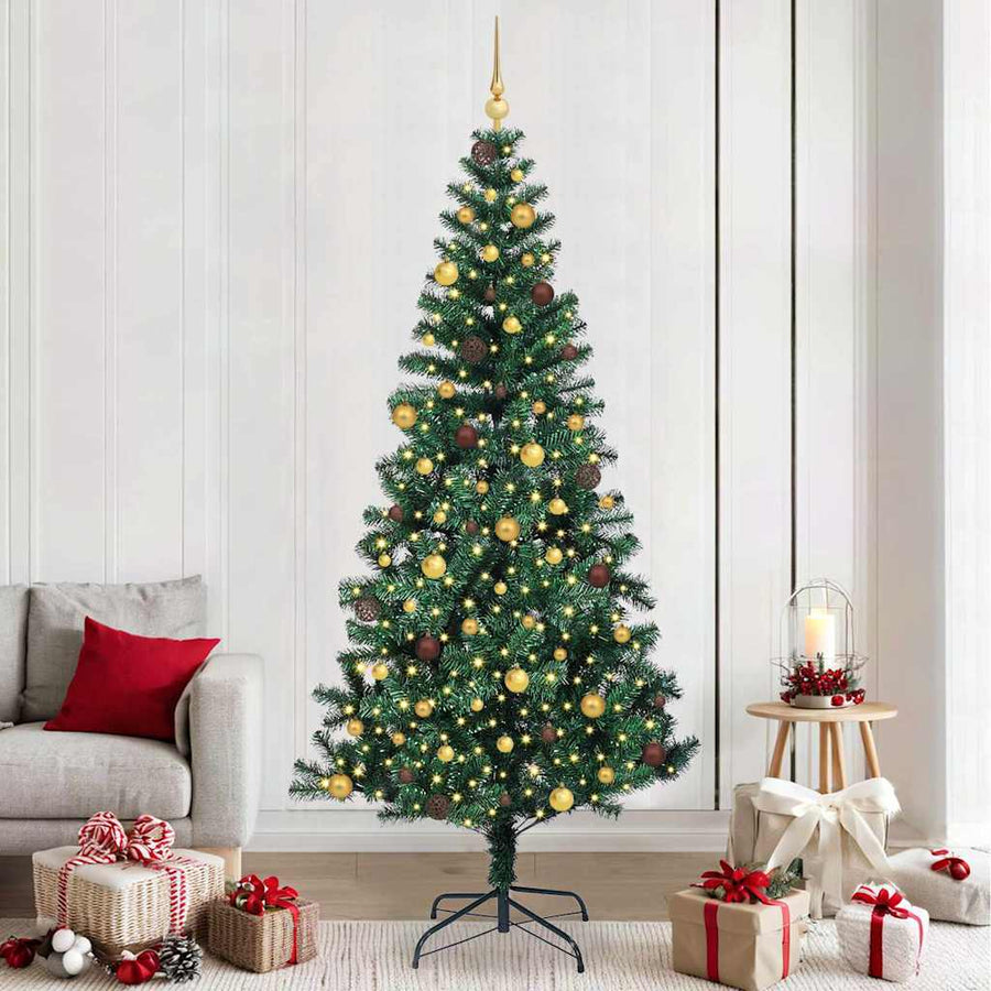 Kunstmatig Voorverlicht Kerstboom Groen 240 cm PVC en Metaal