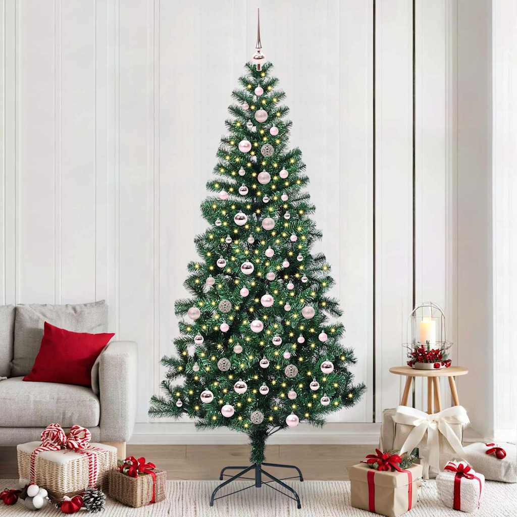 Kunstmatig Voorverlicht Kerstboom Groen 240cm PVC en Metaal