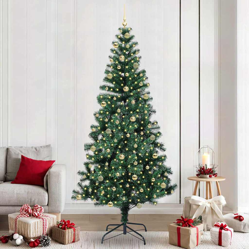 Kunstmatig Voorverlicht Kerstboom Groen 240 cm PVC en Metaal