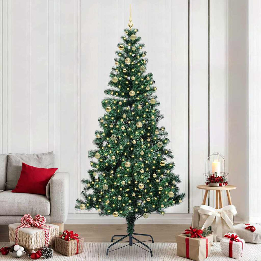 Kunstmatig Voorverlicht Kerstboom Groen 240 cm PVC en Metaal