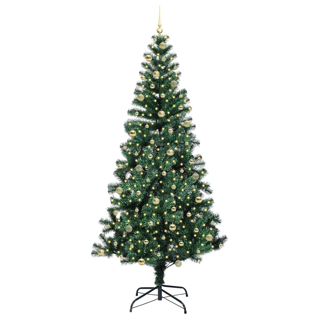 Kunstmatig Voorverlicht Kerstboom Groen 240 cm PVC en Metaal