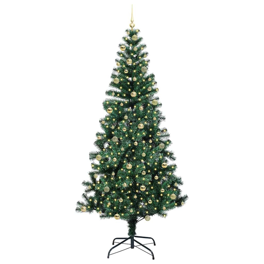 Kunstmatig Voorverlicht Kerstboom Groen 240 cm PVC en Metaal