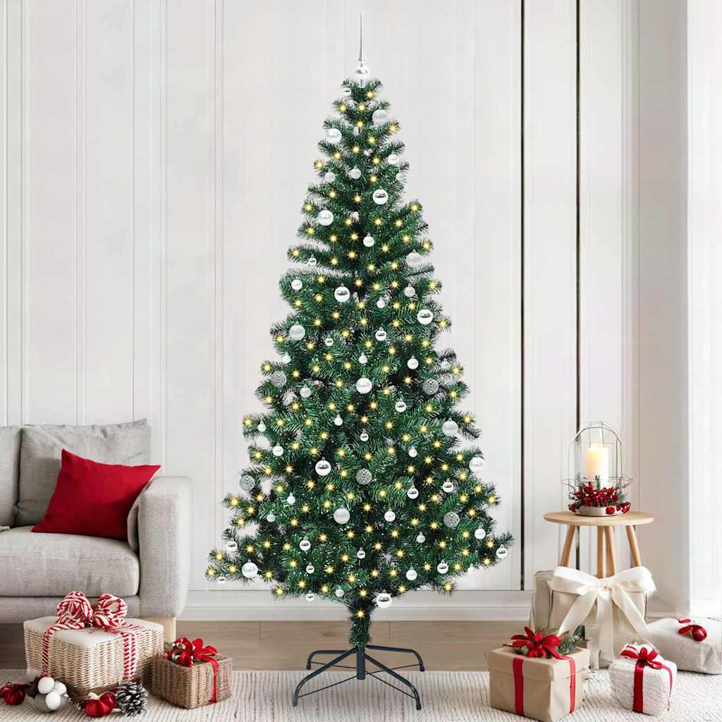 Kunstmatig Voorverlicht Kerstboom Groen 240cm PVC en Metaal