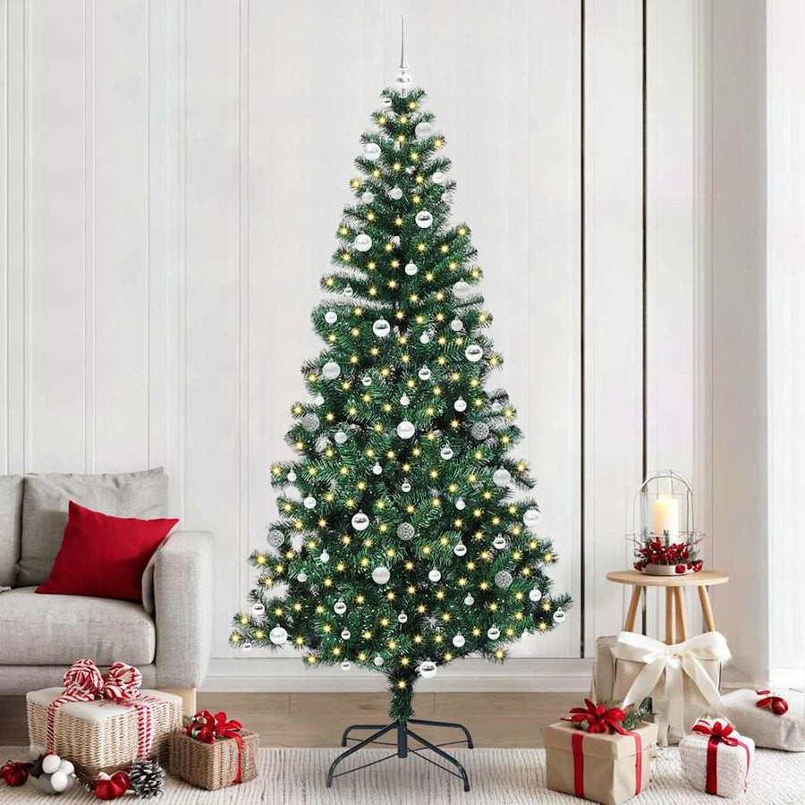 Kunstmatig Voorverlicht Kerstboom Groen 240cm PVC en Metaal