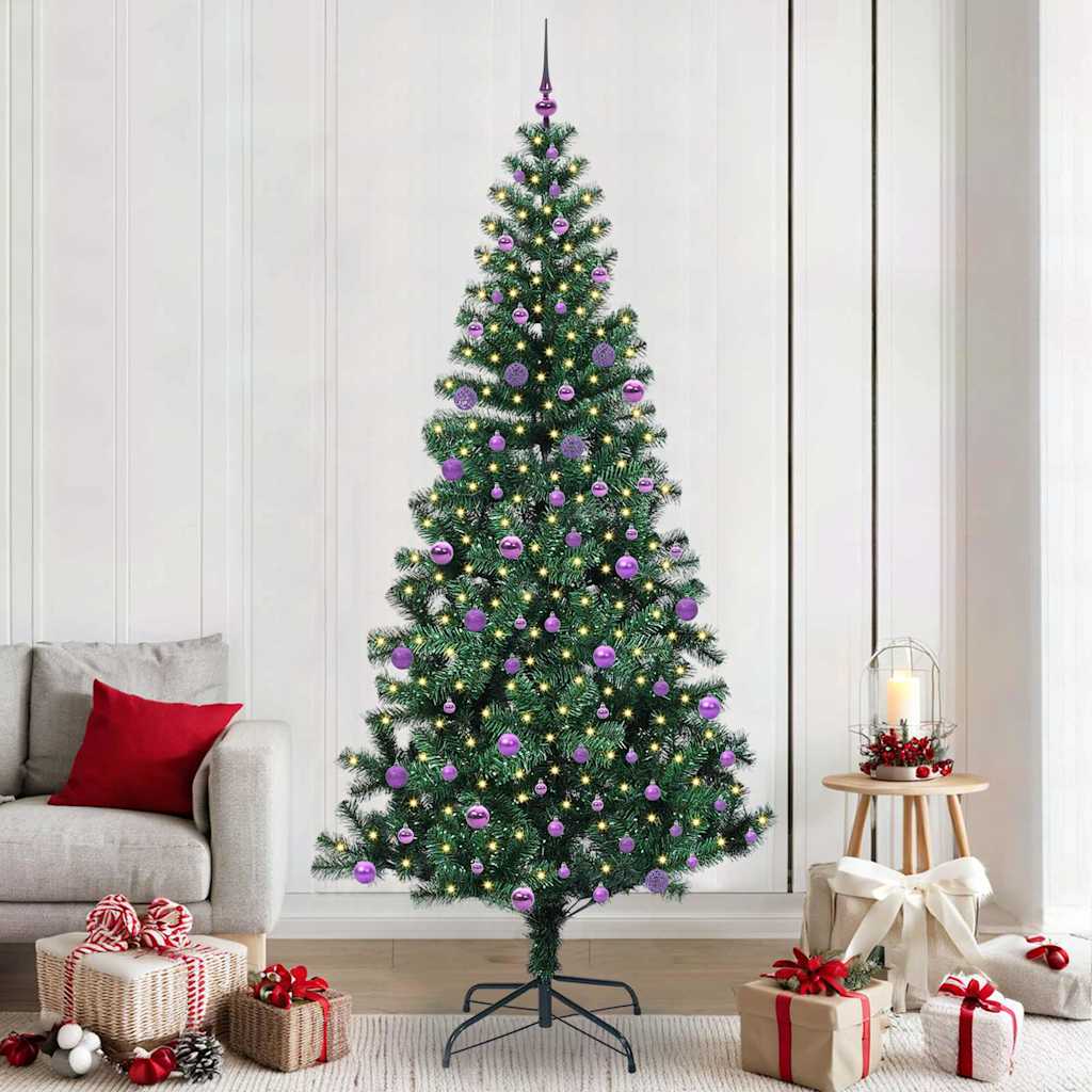 Kunstmatig Voorverlicht Kerstboom Groen 240cm PVC en Metaal
