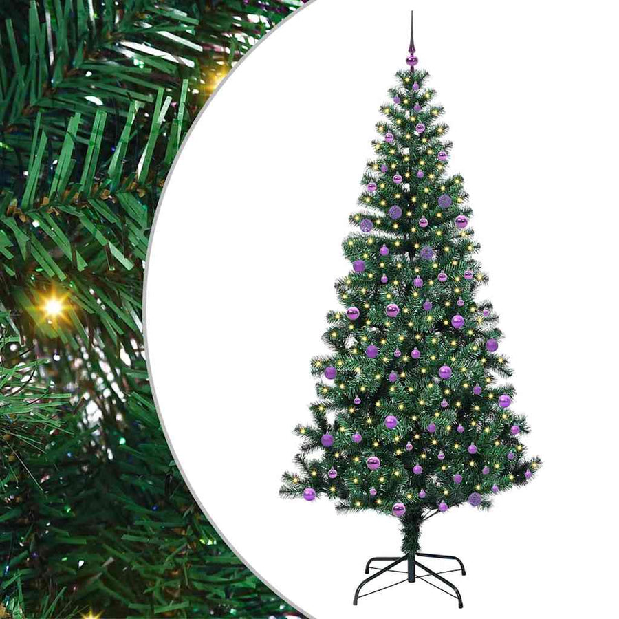 Kunstmatig Voorverlicht Kerstboom Groen 240cm PVC en Metaal