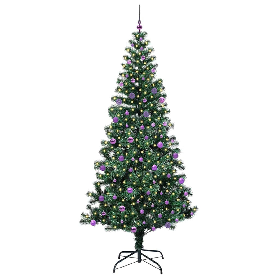 Kunstmatig Voorverlicht Kerstboom Groen 240cm PVC en Metaal