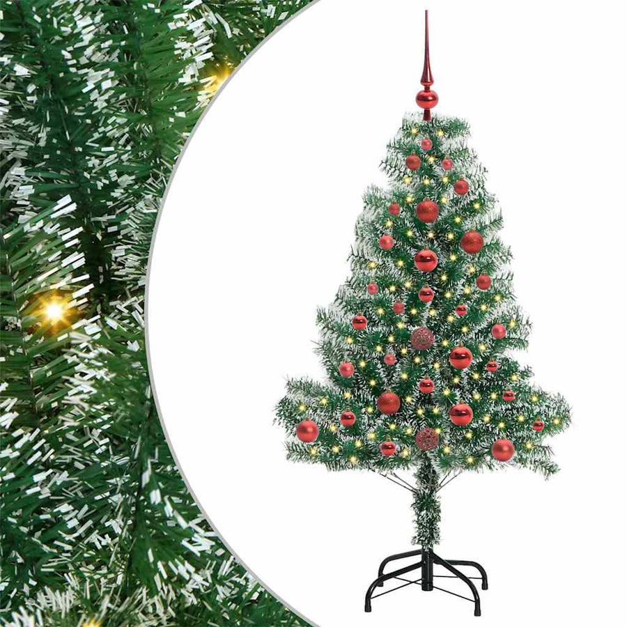 Kunstmatige Kerstboom Sneeuw Gevlochten Met Led Licht 120 Cm