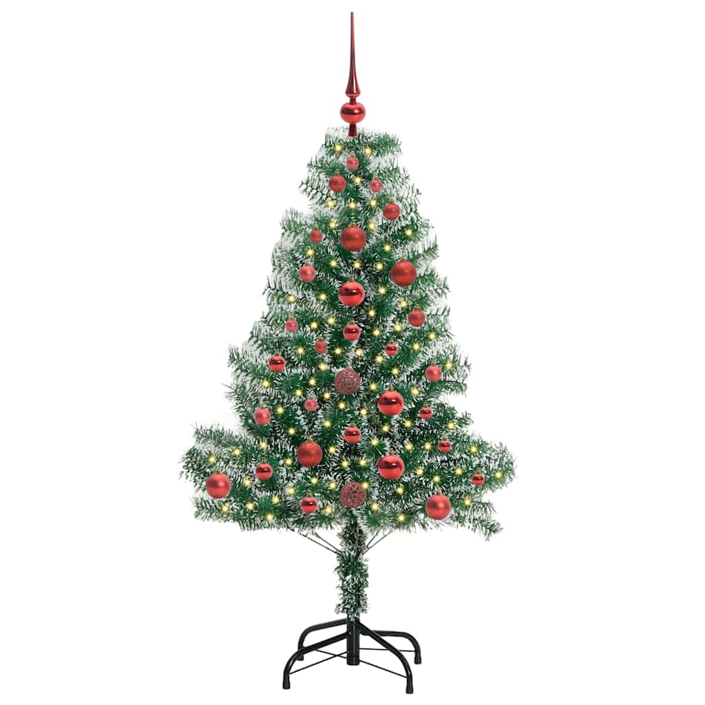 Kunstmatige Kerstboom Sneeuw Gevlochten Met Led Licht 120 Cm