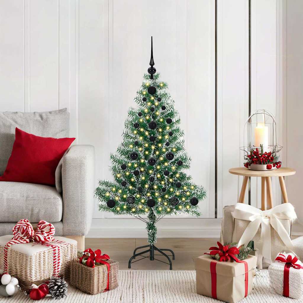 Kunstmatige Kerstboom Sneeuw Gevlochten Met Led Licht 120 cm